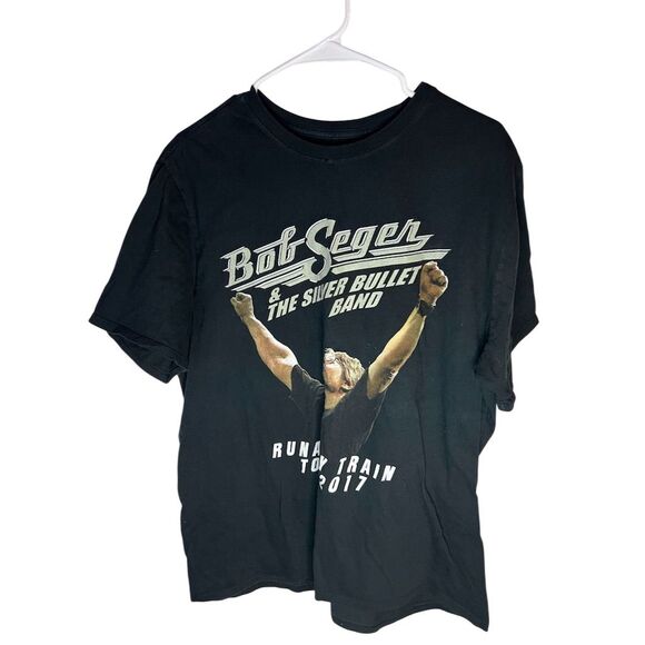Bob Seger Runaway Train Tour 2017 Men's XL Black Graphic T-Shirt - Picture 1 of 9
